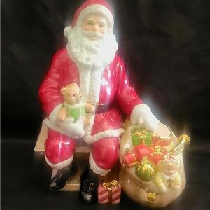 Royal Doulton Santa Figurine with Gifts in Red and White